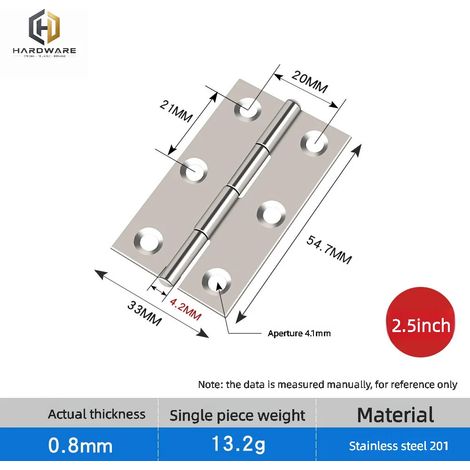 (2,5 pouces) Lot de 3 connecteurs de porte, charnières en acier inoxydable durables pour meubles, portes, placards et boîtes à bijoux. (1/5)