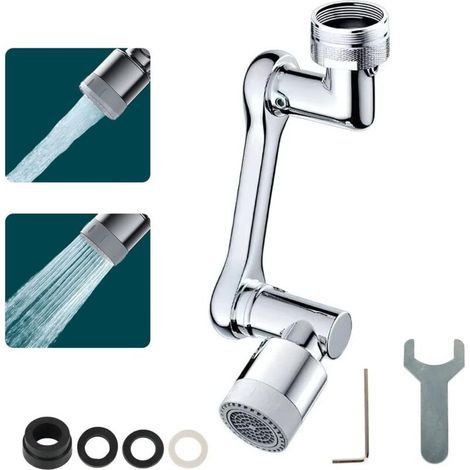 Grifo universal con protector antisalpicaduras, grifo con filtro giratorio de 1080°, grifo con protector antisalpicaduras, grifo de cocina con filtro ajustable, espuma enriquecida con oxígeno, 2 modos (1/5)
