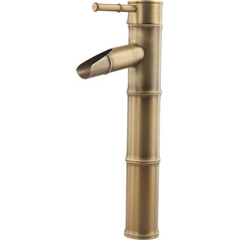 Robinet de lavabo avec poignée unique, robinet mitigeur en laiton pour évier, vanne en céramique, mitigeur d'eau chaude et froide monté sur pont pour salle de bain et cuisine (L) (1/5)