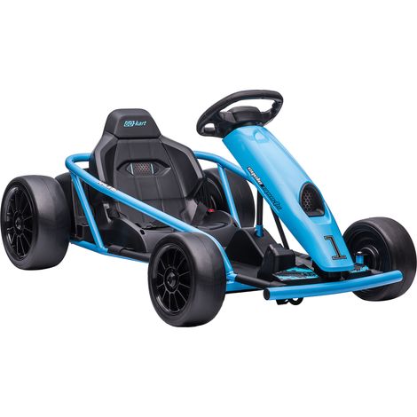 Elektro-Gokart für Kinder, Drift-Funktion, Hupe, Musik, Sicherheitsgurt, Soft-Start, Blau/Schwarz (1/5)