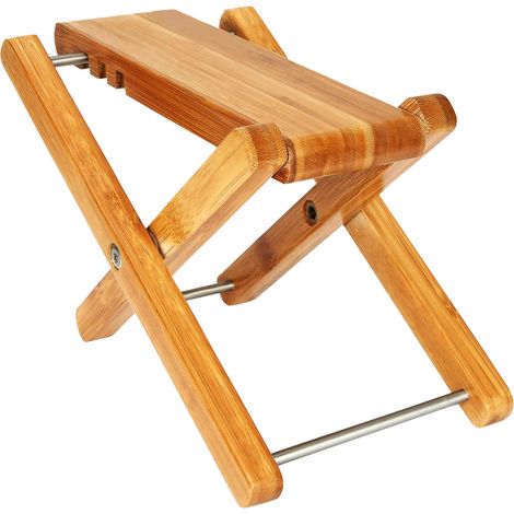 Poggiapiedi in legno per chitarra, regolabile in altezza, pieghevole, portatile, ideale per chitarra classica. (1/5)