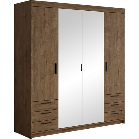 Armario Novduni 115, Roble de lefkada, 191x177x53cm, Puertas de armario: Con bisagras, Número de estantes: 0
