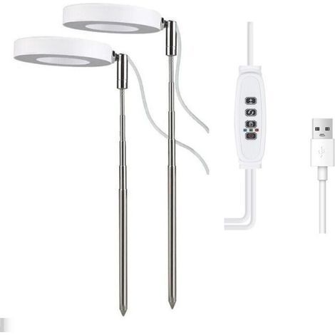 Élèvent Lumière Plantes,Lampe de Croissance LED à Spectre Complet Réglable en Hauteur pour Petites Plantes,9 Luminosité Réglable, Rotatif à 180° & Minuterie Marche(2 têtes) (1/4)
