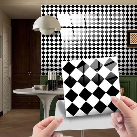 Lot de 24 autocollants pour carrelage mural en mosaïque - Couche de cristal - 15 x 15 cm - En PVC - Papier peint autocollant - Étanche - Pour cuisine, armoire, meuble, table (1/5)