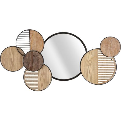Specchio da parete Woody orizzontale in ferro e legno (1/5)