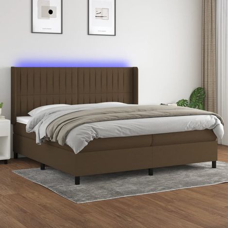 vidaXL Sommier à lattes de lit matelas et LED Marron foncé 200x200 cm (1/5)