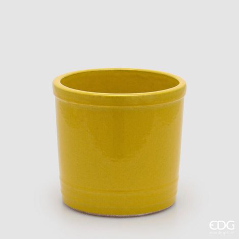 EDG Enzo De Gasperi Vaso Glaze Cilindro Giallo Ceramica 23 cm