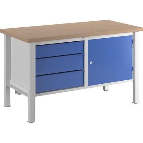 FRANKEL kaiserkraft, Établi, largeur 1500 mm, 3 tiroirs 1 x (1/5)