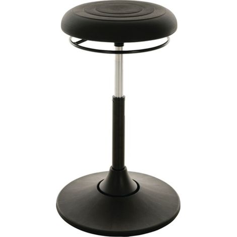 Sgabello girevole LOTZ con base in plastica, imbottitura in schiuma PU, colore nero, altezza seduta 510-700 mm - I11134-05 (1/3)