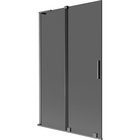Mexen Velar L Badewannenfaltwand, 2-flügelig, verschiebbar, 110 x 150 cm, graphit, gun gray gebürstet - 896-110-003-41-66 (1/5)