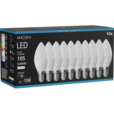 Mexen Nova 10x Ampoule LED E14, C37, 1W, Neutre - 4000K, 105 lm - L102-E14-0140-01x10 (1/3)