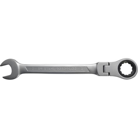 SW-Stahl 03530L-32 Gabelringratschenschlüssel 32 mm I Ringschlüssel mit Gelenk I 72 Zähne I Maulschlüssel mit Ringratsche I Ringratschenmaulschlüssel SW 32 (1/2)