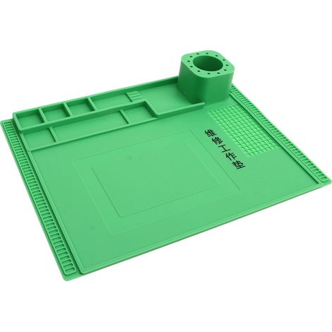 Tapis de travail en silicone résistant aux hautes températures, isolant thermique, pour la réparation électronique, 40 x 30 cm, vert (1/5)