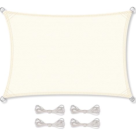 CelinaSun Voile d'ombragePare-Soleil Jardin Balcon Polyéthylène HDPE Respirant Rectangle 2 x 5 m Blanc crème (1/5)