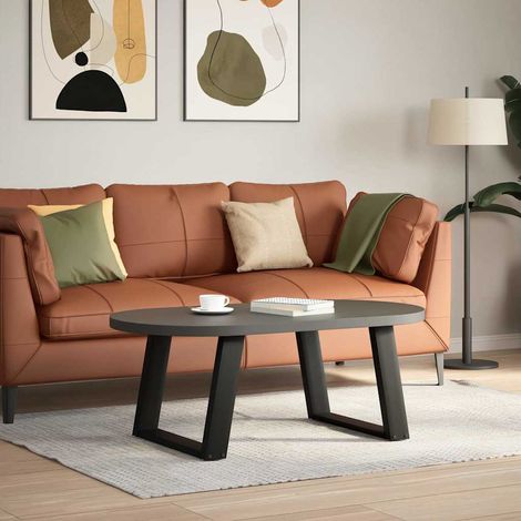 vidaXL Coffee Table Legs U-Shaped 2 pcs Black 70x(42-43) cm Steel (1/5)