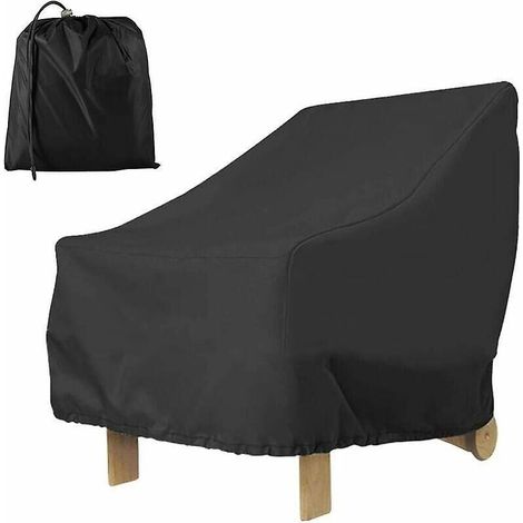 Outdoor Garden Armchair Cover Deep Seat 210D Waterproof Windproof Anti UV Patio Chair Cover with Adjustable Rope,80x85x91cm (210D(Black) (1/4)