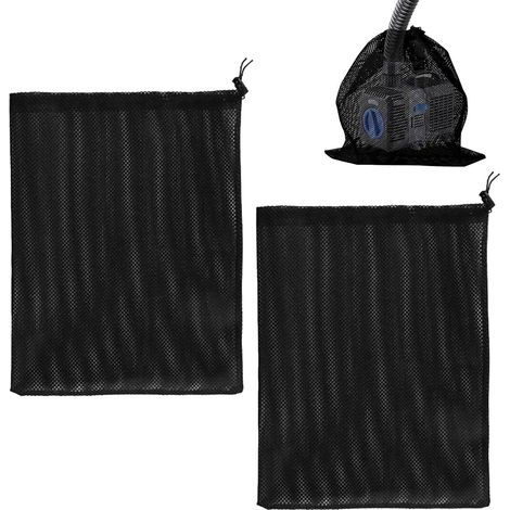 [MAI USATO]Confezione da 2 sacchetti filtro a rete per pompa, sacchetto barriera per pompa per laghetto con cordino, sacchetto a rete per filtro per piscina per laghetto, accessori per pompa per acqua (1/5)