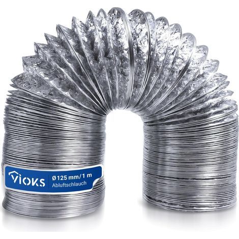 Air exhaust hose, 125mm aluminum flexible hose, 1m length, for tumble dryer, cooker hood, air conditioner (1/5)
