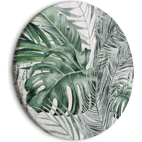 Tableau rond artgeist végétation tropicale vert 60x60 cm