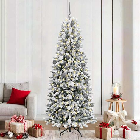 Künstlicher Weihnachtsbaum mit 300 LEDs mit Ständer Weiß 210 cm