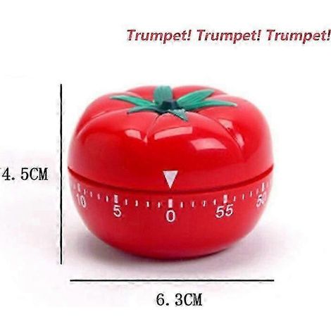 Minuteur de cuisine en forme de tomate rouge (1 pièce), réveil, minuteur mécanique mignon et original, accessoire de cuisine durable. (1/5)