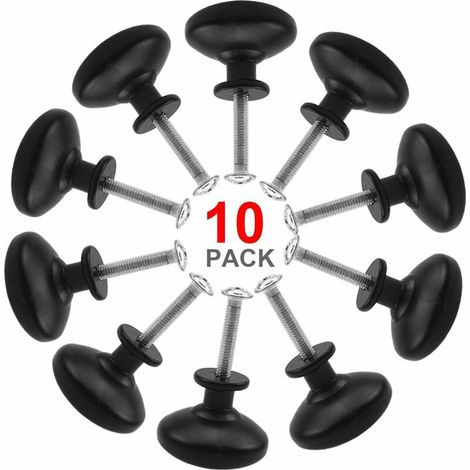 10PCS Black Drawer Door Handle, 30mm Furniture Knob, Single Hole Round Drawer Knobs, Door Knobs, Furniture Handles for Cupboard, Wardrobe, Kitchen, Children's Room (1/5)