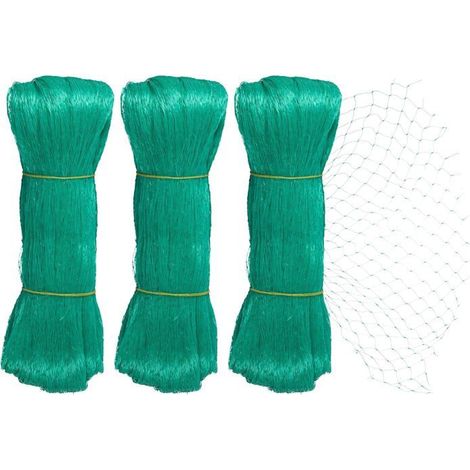 Filet anti-oiseaux, lot de 3, protection jardin, protection arbres, 10 x 4 m, maille fine, vert (1/4)