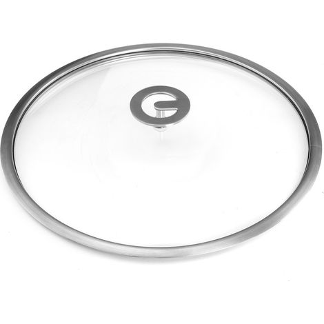 Universel - Couvercle 32 cm verre trempé et inox (1/2)