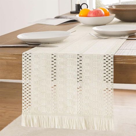 Table Runner - Linen Blend - 30x180cm - Beige - For Dining Table Bedroom Bohemian Decor - 1 Piece (1/5)