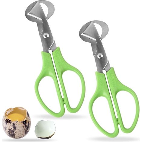 2 Pièces Ciseaux à Oeufs de Caille, Acier Inoxydable Caille Ciseaux, Caille Coque Oeufs Coupe-Coquille d'oeuf Petit Caille Oeuf Ciseaux pour la Maison, la Cuisine, le Restaurant(Vert) (1/5)