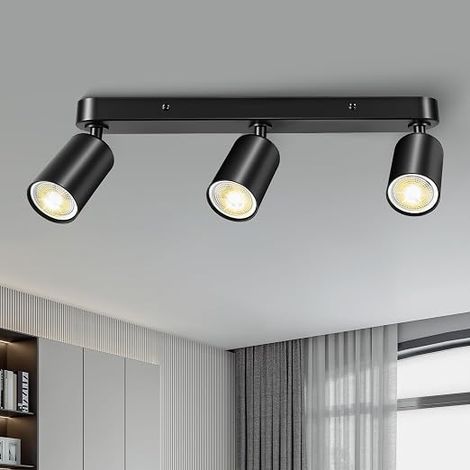 Ceiling Light 3 Spots Matt Black GU10 Wall Ceiling Light (1/5)