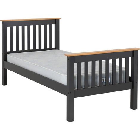 Monaco 3 Feet Bed High Foot End - L204 x W102.5 x H102.5 cm - Grey/Oak Effect (1/5)