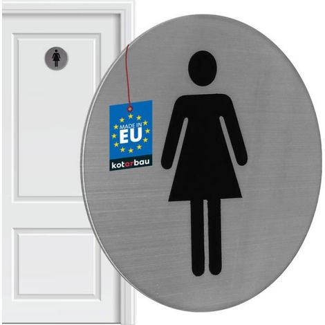 Plaque De Porte Toilettes Femmes - Acier Inoxydable Brossé - 7 x 7 cm - Autocollant Sans Perçage - 1 Pièce (1/5)