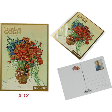 Set mit 12 Postkarten: Van Gogh – Mohnblumen in einer Vase (12 Stück) (1/4)