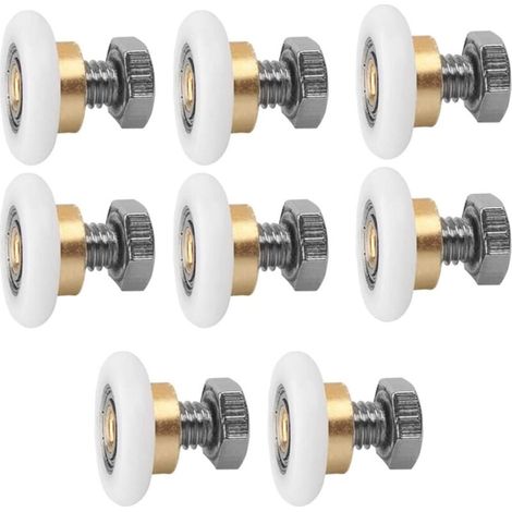 Rulli per porta scorrevole da 27 mm, 8 pezzi, rulli per doccia, rotelle per porta scorrevole della doccia, rotelle di ricambio per porta.