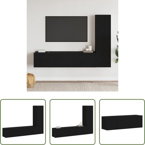 Rangement salon - Ensemble meuble TV 4 pcs Chêne noir 130,5 x 30 x 140 cm (1/5)