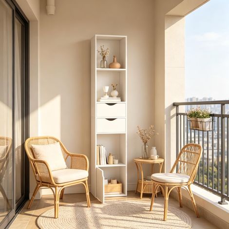 Étagère haute debout, bibliothèque élégante, présentoir vertical, rangement salon, buffet meuble, étagère de bureau (avec bibliothèque uniquement) (1/4)