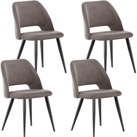 Esszimmerstühle 4er Set, Kordsamt, gepolstert, mit Metallbeinen, Braun (1/5)