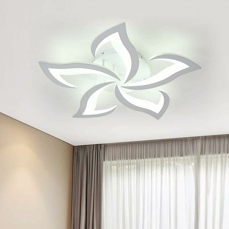 VURAHOME - Comely Plafonnier LED, Plafonnier Moderne 60W 4500LM, Plafonnier Moderne Pétale pour Salon Cuisine Salle de Bain Chambre Salle à Manger (Blanc Froid 6000K, Diamètre 60cm) (1/4)