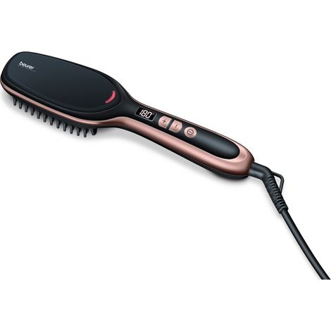 Brosse soufflante lisseuse pour cheveux fins – Fonction ionique – Couleur noir et rose – Dimensions 255mm x 63mm x 53mm – Beurer (1/3)