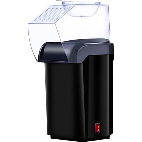Máquina de palomitas eléctrica mini sin aceite. Máquina de palomitas de aire caliente totalmente automática para niños (negra). (1/4)