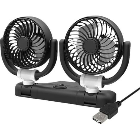 Ventilateur USB Voiture à Double Tête – 2 Vitesses, Réglable 360° (1/5)