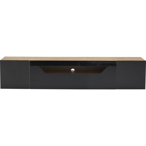 Armoire de télévision de 1803736 cm, avec 3 compartiments pour ranger des objets. C’est un meuble suspendu, qui peut être installé au plafond. L’armoire est en laque brillante. (1/5)