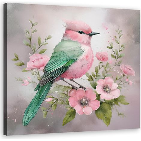 Quadro su tela, Uccello Animali Shabby Chic - 40x40 (1/5)