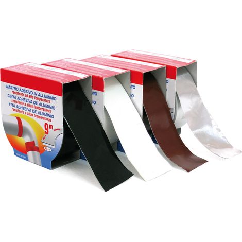NASTRO ADESIVO PER TUBI STUFA ALTE TEMPERATURE mm 40x9 mt. col. Alluminio