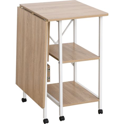 Klapptisch Schreibtisch Beistelltisch Bürotisch Mobiler Computertisch mit Rollen MDF Natur 107 x 55 x 76 cm (1/5)