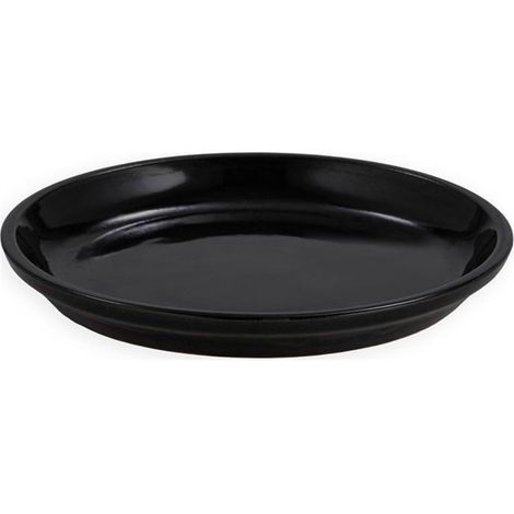 Soucoupe cache pot en grès noir - Noir (1/3)