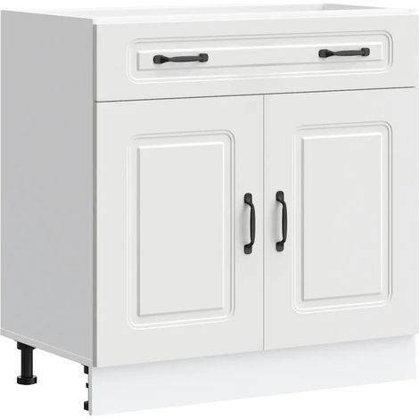 Mueble de cocina moderno con espacio de almacenamiento 80 x 46 x 81,5 cm diseño limpio en madera de ingeniería blanca 020049920 (1/5)