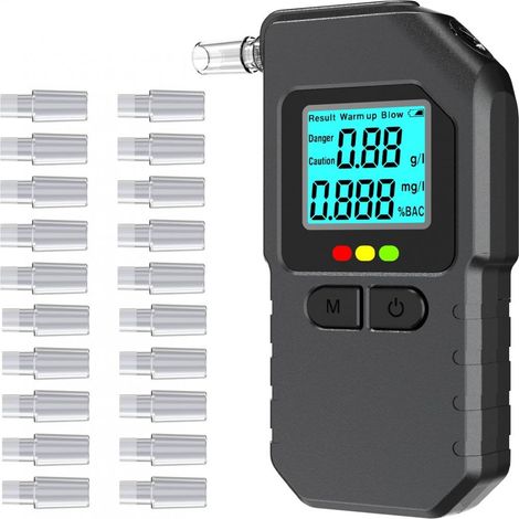 Alcootest portable avec affichage numérique, 20 embouts buccaux inclus, précis et facile à utiliser, idéal pour les fêtes, la conduite et la sécurité. (1/5)