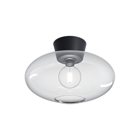 BulloXL Plafonnier Globe Plat Noir, Verre Clair 1x E27 (1/2)